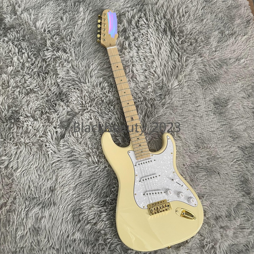 ST Cream Color Electric Guitar 3Single Pickups Gold Hardware Maple