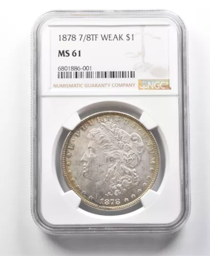 1878 7/8TF Morgan Silver Dollar Weak MS61 NGC *8584