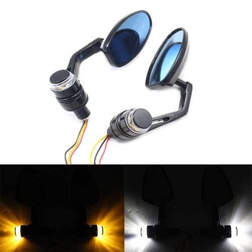 Motorcycle 7/8'' Handlebar Bar End Mirrors Indicator Turn Signal Adjustable Part - Picture 1 of 6