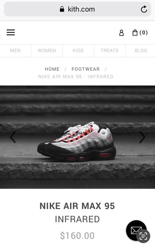 *DEADSTOCK* Nike Air Max 95 OG INFRARED *KITH* Solar Red / Black Grey Mens 10.5
