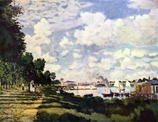 Seine basin near Argenteuil by Monet Giclee Fine Art Print Repro on Canvas