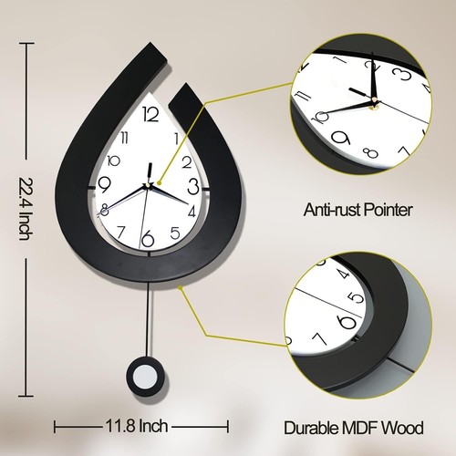 22.4 Inch Big Silent Wall Clock Decorative Wall Clock for Living Room Decor - Picture 3 of 6