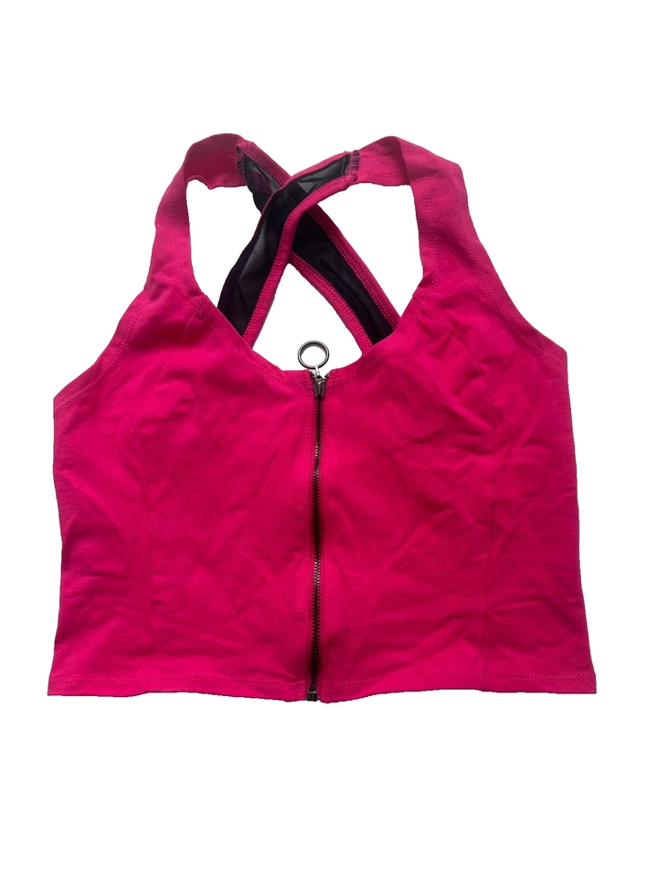 Материал девочка активный женщин фуксия фиолетовый молнии спереди крест-накрест спортивный бюстгальтер размер M - Изображение 3 из 4