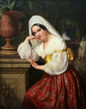 stunning oil painting handpainted on canvas "a girl"