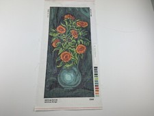 Collection D art Orange Flower In Pot Needlepoint Tapestry Canvas 8in By 19in