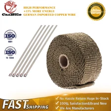 Titanium Header Manifold Exhaust Heat Wrap Tape 2" x 16FT +  5 Ties For Motor