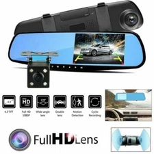 Dual Lens Car DVR Dash Cam Camera Vehicle Front Rearview Video Recorder 1080P HD