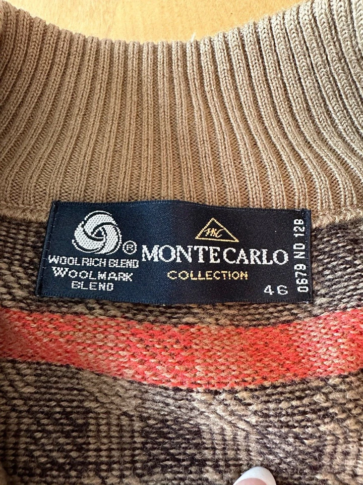 SUÉTER MONTE CARLO MEZCLA LANA CREMALLERA COMPLETA HOMBRE 46 NARANJA MARRÓN Foto 4 de 4