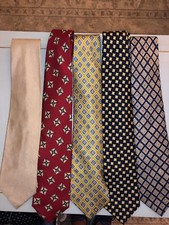 Land’s End 100% Silk Men’s Necktie Lot Of 5 Geometric Multi Color