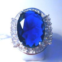 Gorgeous Blue /white Topaz Ring Uk Size r Us 9 Gorgeous Blue /white Topaz Ring Uk Size r Us 9