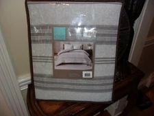 NIP Urban Habitat Gray Cole Jersey Knit Striped Full/Queen Duvet Cover & Shams
