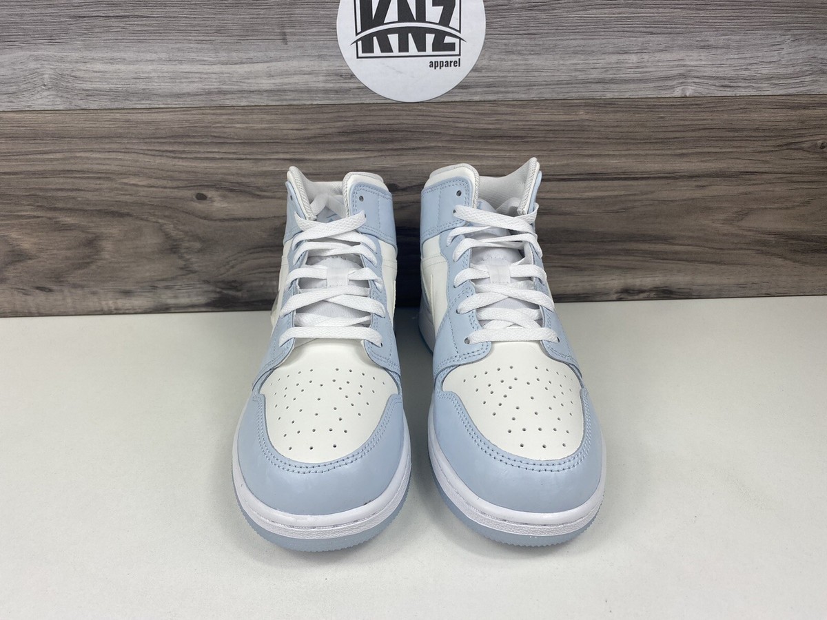 Nike Air Jordan 1 ホワイト/ブルー/グレー　本日限定 Nike Air Jordan 1 Mid Blue Tint Ice Blue White Glitter