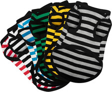 6 Pieces Dog Striped Shirt Cotton Sleeveless Puppy Dog Shirts Breathable Pet App