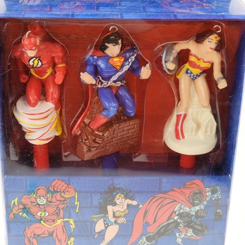 VTG 1995 DC Super Heroes Pen Party Flash Superman Wonder Woman Pens W Toppers - Picture 2 of 10