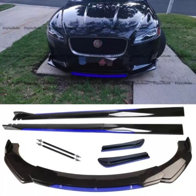 #ad #ad For Jaguar Front Bumper Lip Side Skirt Rear Bumper Lip Strut Rods Black Blue $119.70