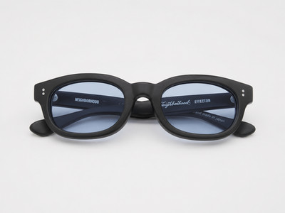 NEIGHBORHOOD x EFFECTOR TRAMP Eyeglasses Black Frame Blue Lens Made in Japan