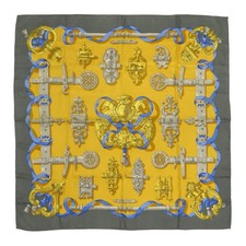 HERMES Carr  90 FERRONNERIE Ironwork unisex Yellow gray  A  