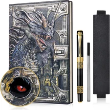 DND Dragon Notebook 3D Embossed Leather Journal A5 Vintage Travel Journal with P