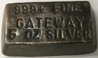 5 oz .999 Silver Bar - Joes Coins Pittsburgh Pennsylvania - Vintage GATEWAY