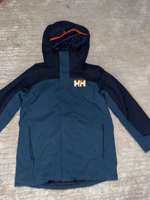 Boys 140cm 10 Helly Hansen Blue Insulated Winter Ski Jacket Hooded