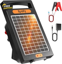 10-Mile Solar Electric Fence Charger 0.18 Joule Day/Night Mode for Livestock