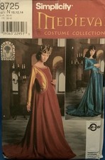 Simplicity Medieval Costume DRESSES / GOWNS 8725 / Sz 10, 12, 14 / Uncut FF