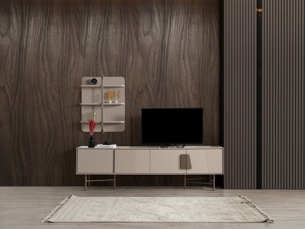 Beiges Tv-Lowboard Designer Tv-Schrank Moderner Tv-Unterschrank-image