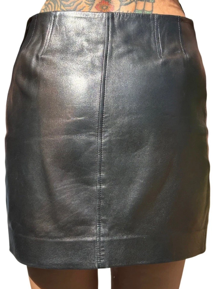 Mujer Gucci Falda Cuero Negro Talla 40 Tom Ford 1998 Vintage Foto 2 de 4