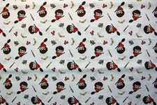 Harry Potter on broom on white cotton fabric - sold by the HALF YARD