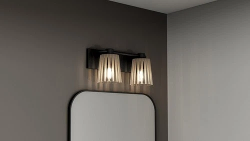 Quoizel RAY8616 Gray 2 Light 16"W Vanity Light - Black - Picture 2 of 7