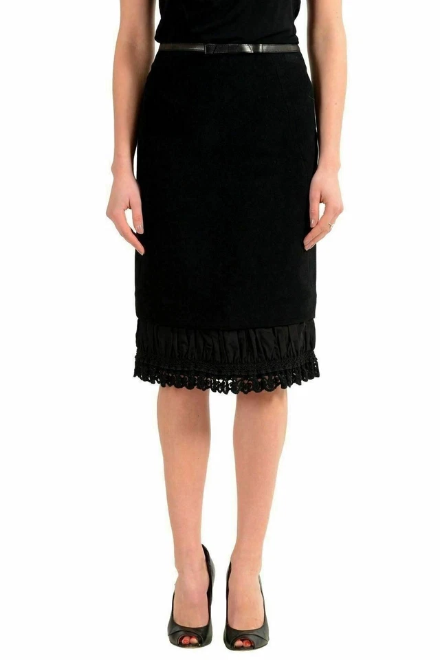 Falda lápiz negra de angora de lana para mujer Dsquared2 US S IT 40