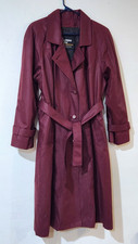 Vintage London Fog Long Trench Coat w/zip lining Women-Burgundy 14Rg Made in USA