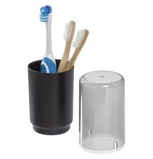 iDesign Covered Toothbrush Holder, Holds Regular and Electric Toothbrushes