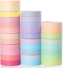 Washi Tape, 30 Rolls Pastel Masking Tape, 10 mm Wide Decorative Tape, macaroon