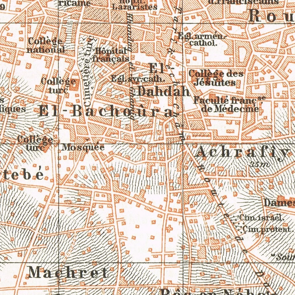 Mapa BEIRUT ORIGINAL MAPA DE LA CIUDAD DEL Líbano 1909 بيروت Bayrūt Medio Oriente Foto 2 de 4