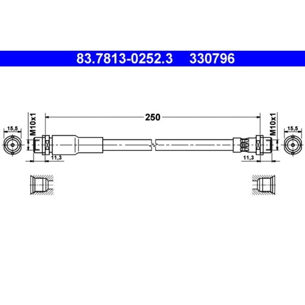 Bremsschlauch ATE 83.7813-0252.3 FüR Audi 200 C3 V8-image