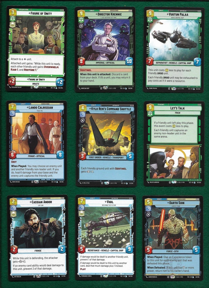 STAR WARS UNLIMITED SECRETS OF POWER COMPLETE 20 CARD LEGENDARY SET - Image 3 of 3
