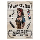 Hair Stylist Vintage Logo Fun Hair Salon Tin Metal Signs Home Décor 8x12