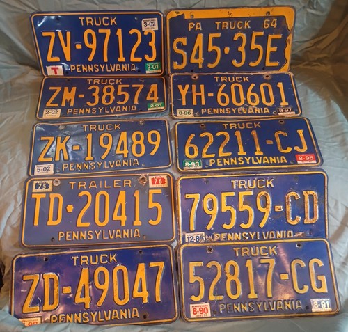 QTY 10 PA Pennsylvania License Plate Craft Lot Truck & Trailer Scratch & Dent