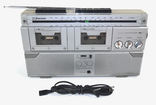 EMERSON CTR-939 dual cassette AM/FM boom box vintage stereo PARTS OR REPAIR