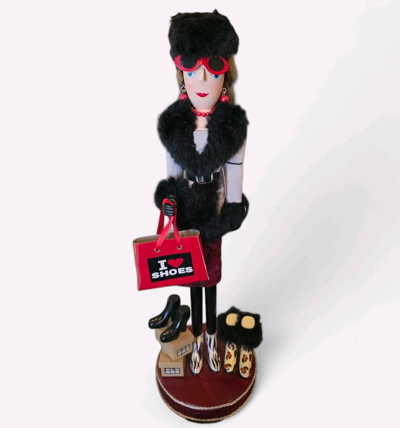 Holiday Nutcracker Pier 1 Imports“Shoe Lover" Shopping Woman” 19"