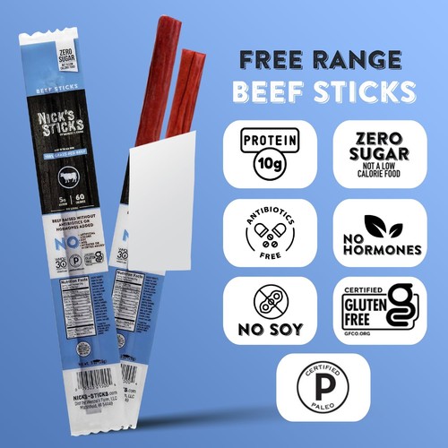 Nick's Sticks Clean & Balanced 100% Grass-Fed Beef Snack Sticks | Made in the... - Picture 3 of 6