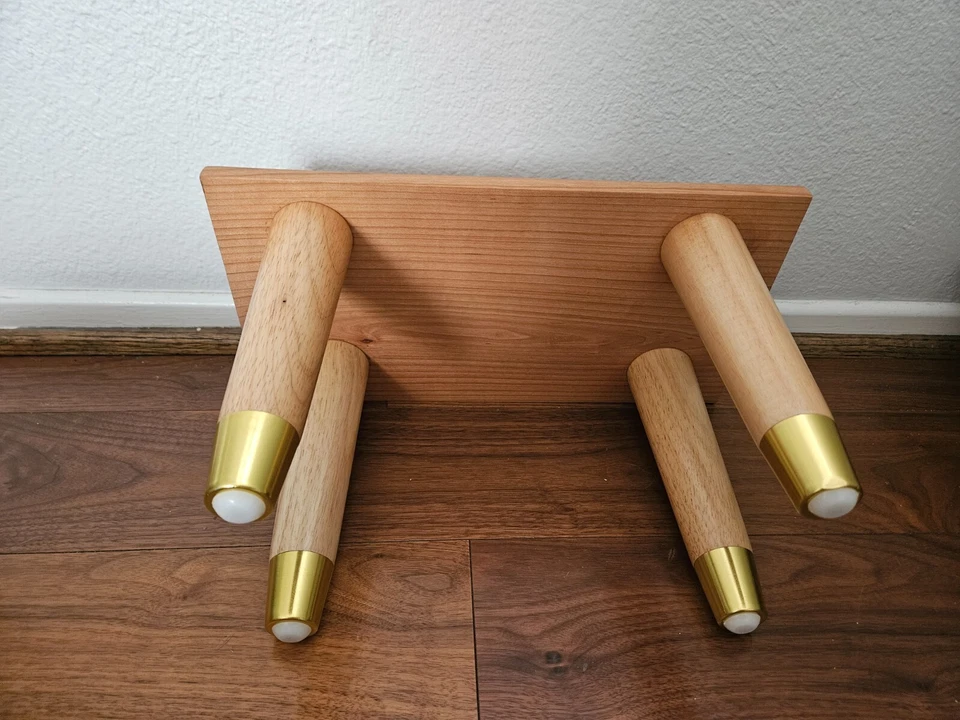 Handmade Small Chair – Solid Cherry Wood – 8" Legs w/ Gold Caps – Mid Century Mo - Image 4 of 4