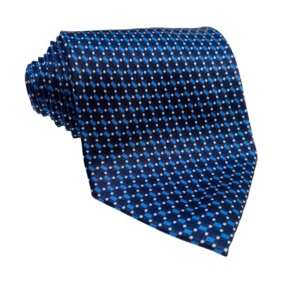 MARIO MASOTTI Necktie Elegant Navy Blue/Silver Handmade Italy 57Lx3.75W Tie EUC