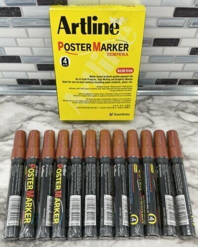 12pc Artline Poster Marker Tempera BROWN Shachihata Acid Free EPP-4 4m/m