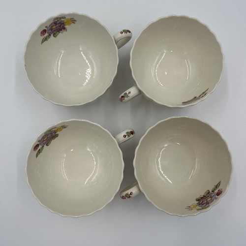 Copeland Spode Rose Briar Set Of (4) Footed Tea Cups And Saucers (Crazing) - Picture 7 of 12