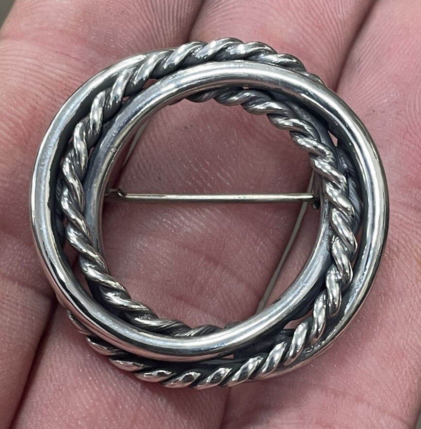 Vintage Mexico EAB Solid Sterling Silver Circle P… - image 1