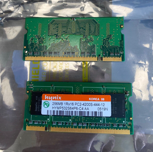 HYNIX 256MB 1Rx16 PC2-4200S - 444-12 - HYMP532S64P6 x 2 Laptop Memory Modules - Picture 2 of 5