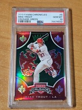 2019 Panini Crusade Green Prizm Mike Trout Card #8 #05/50 PSA 10 Gem Mint