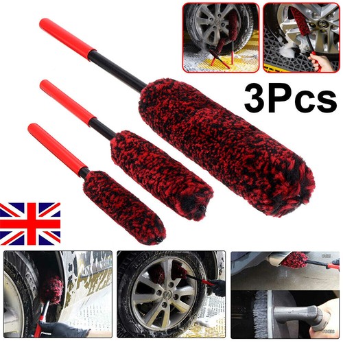 3Pcs Wheel Woolies Brushes Soft Wheel Cleaning Brush Kit Rim Detailing